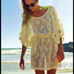Sam & Lavi white crochet mini dress tunic, XS